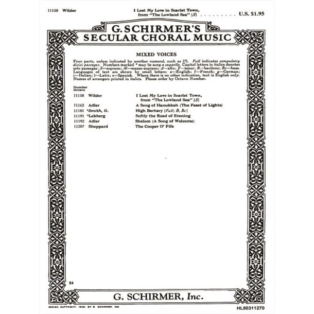 I Lost My Love In Scarlet Town (From 'Lowland Sea') W/Piano-Soprano Solo Alec Wild