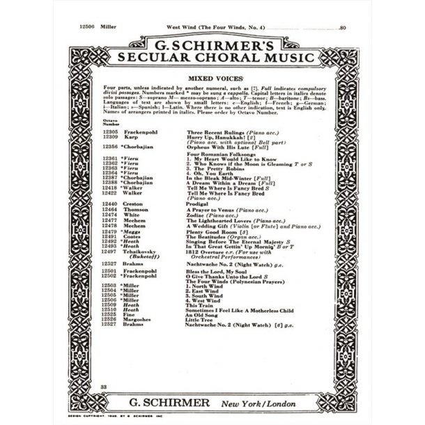 West Sind 4 Winds No4 - A Cappella