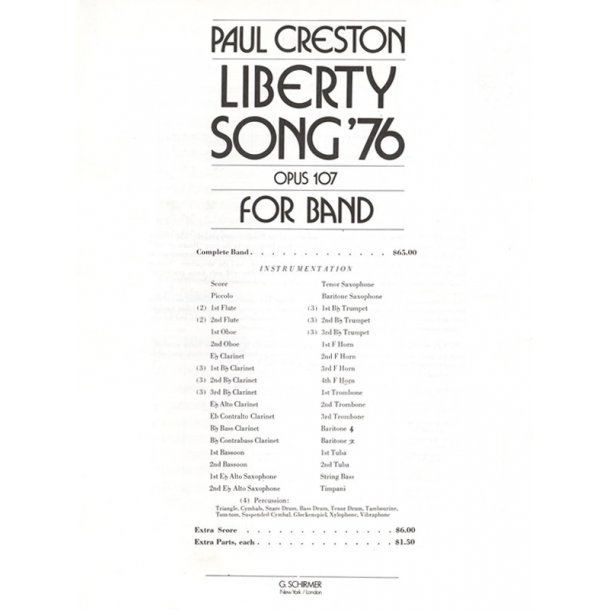 Liberty Song '76 Op107 Bd Extra Sc