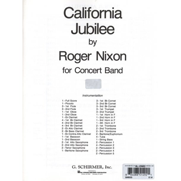California Jubilee Band Score