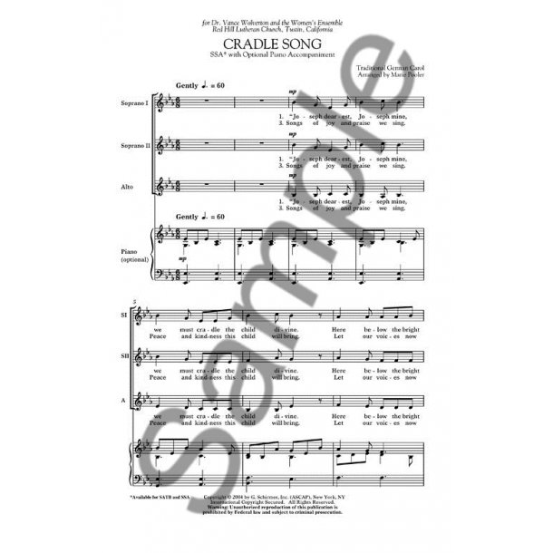 Arr. Marie Pooler: Cradle Song