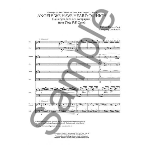 Arr. Cary Ratcliff: Angels We Have Heard On High (Les Anges Dans Nos Compagnes)