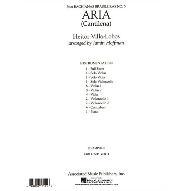 Villa-Lobos Heitor Aria (Cantilena) Full Score