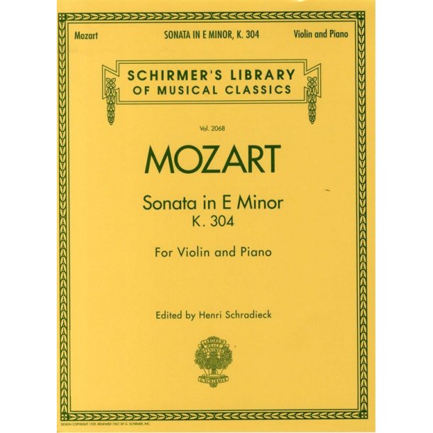 W.A. Mozart: Sonata In E Minor For Violin and Piano K.304