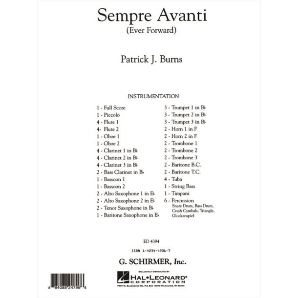 Burns Patrick A Sempre Avanti Full Score