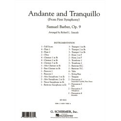 Barber Samuel Andante And Tranquillo (From First Symphony) Full Score