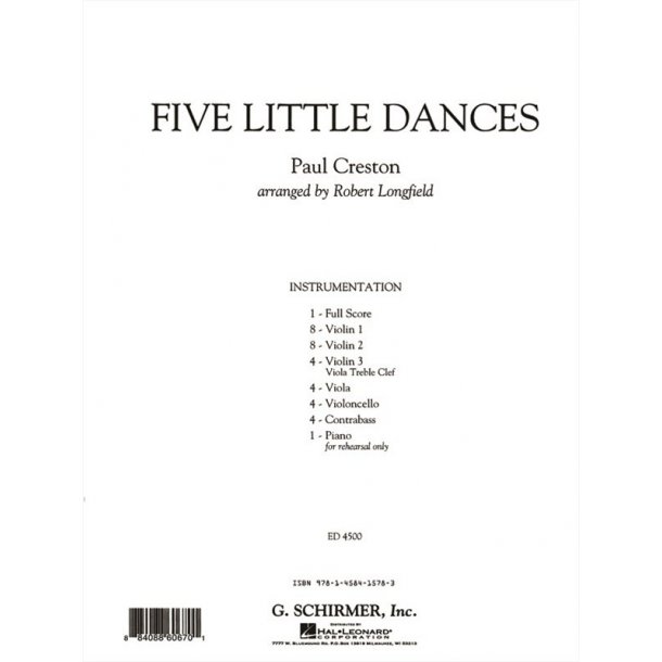 Creston Paul Five Little Dances Orch Full Score