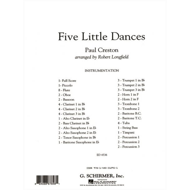 Creston Paul Five Little Dances Band Full Score