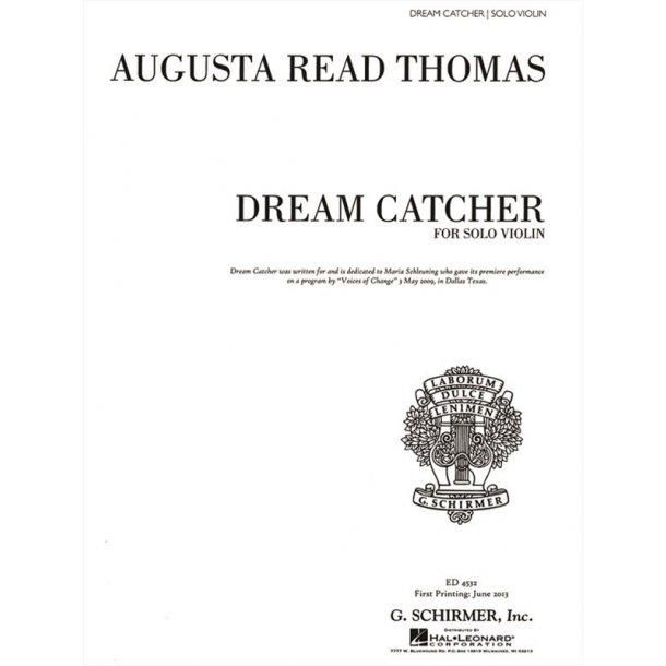 Thomas Augusta Read Dream Catcher Solo Violin Book