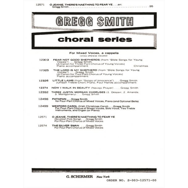 O Jeanie Theres Naething To Fear Ye A Cappella