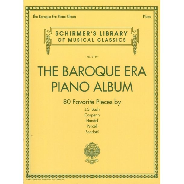 Schirmer's Library Of Musical Classics Volume 2119: The Baroque Era Piano Album