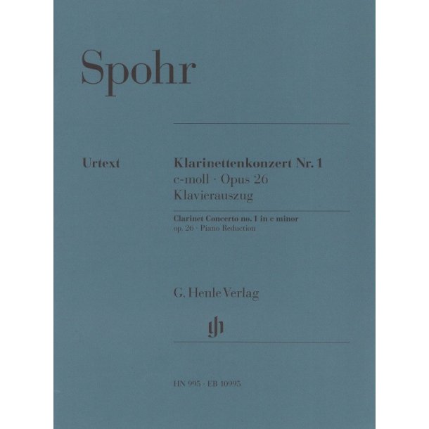 Spohr Louis Clarinet Concerto No.1 In C Minor Op. 26 Clt/Pf Urtext Bk