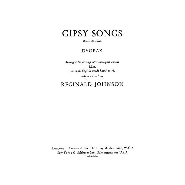 Dvorak, A Gipsy Songs Ssa/Piano
