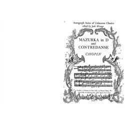 Chopin, F Mazurka In D And Contredanse Piano