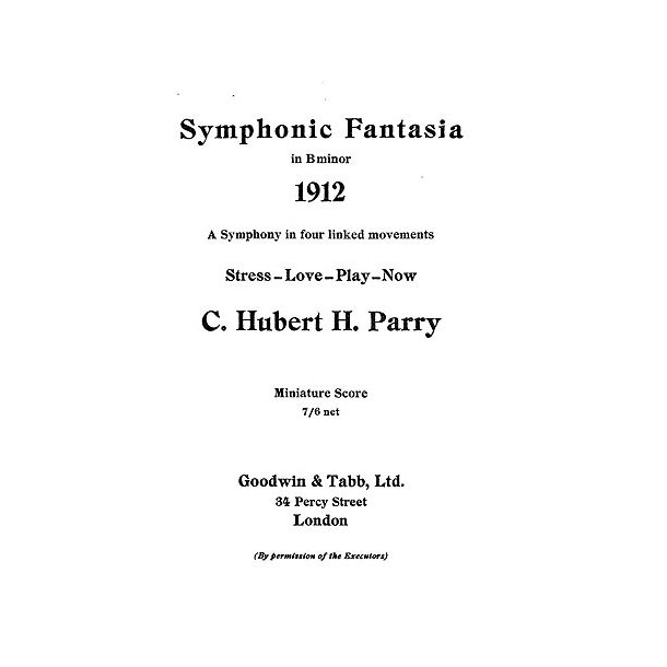 C. Hubert Parry: Symphony No.5 In B Minor 'Symphonic Fantasia' (Score)