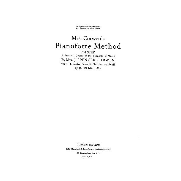 Mrs Curwen Pianoforte Method 2nd Step (Kinross)