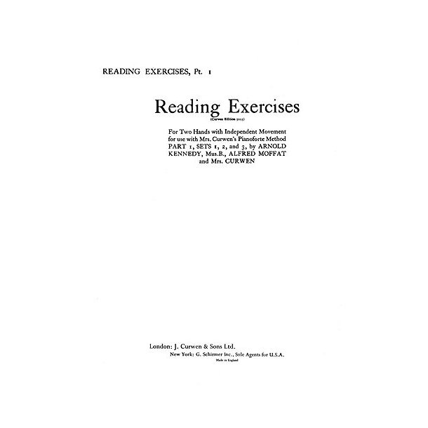 Mrs Curwen's Pianoforte Method 1st Reading Exercises