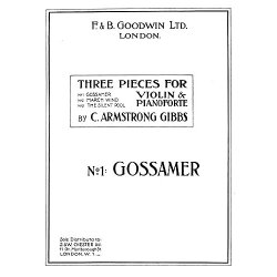 Armstrong Gibbs Gossamer (No.1 Of Three Pieces) Violin/Piano