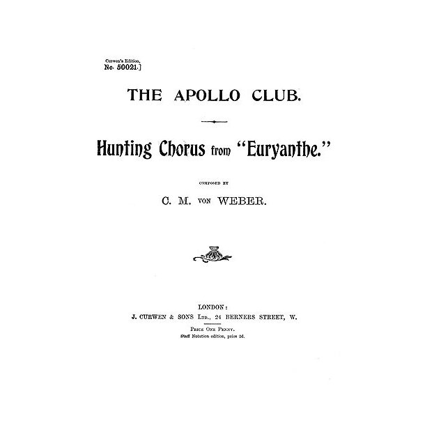 Weber Hunting Chorus Ttbb Tonic Solfa