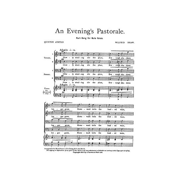 Wilfred Shaw: An Evening's Pastorale (TTBB)