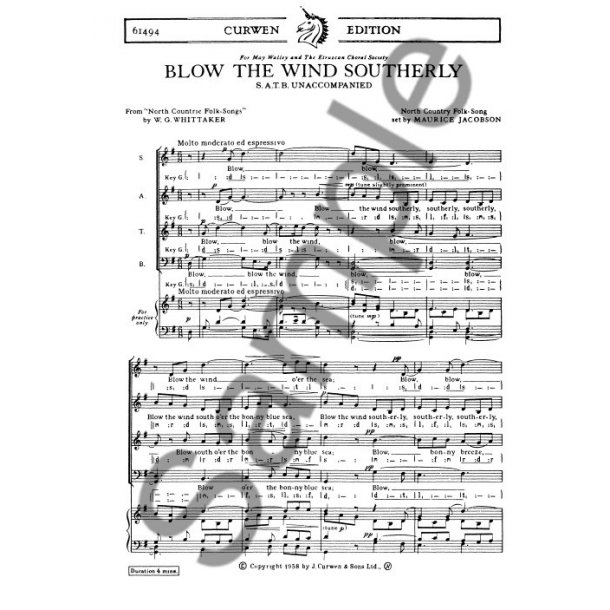Jacobson, M Blow The Wind Southerly Satb