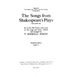 Hardy, T The Songs From Shakespeare's Plays Satb