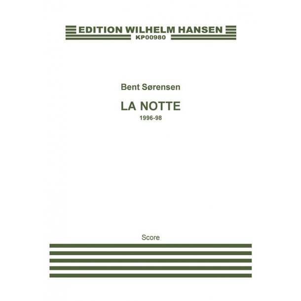 Bent Srensen: 'La Notte' Piano Concerto (Score)