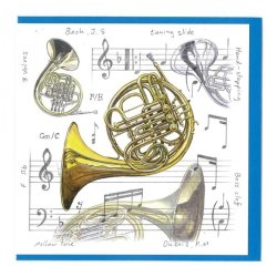 Little Snoring Gifts: Notelets Pack Of Five &ndash; French Horn Design