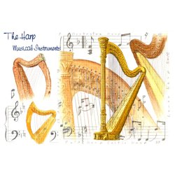 Little Snoring Gifts: 7x5 Greetings Card - Harp Design