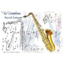 Little Snoring Gifts: 7x5 Greetings Card - Saxophone Design
