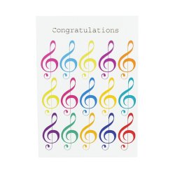 Little Snoring: 7&rdquo; x 5" Congratulations Card - Jazzy Treble Clef Design
