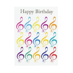Little Snoring: 7&rdquo; x 5" Happy Birthday Card - Jazzy Treble Clef Design