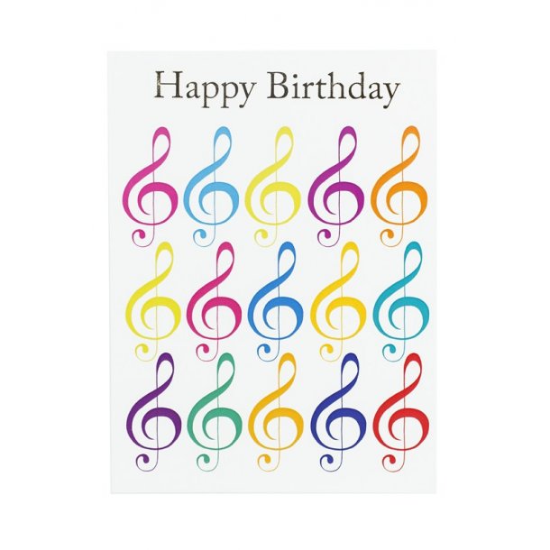 Little Snoring: 7&rdquo; x 5" Happy Birthday Card - Jazzy Treble Clef Design
