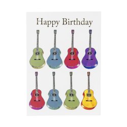 Little Snoring: 7&rdquo; x 5" Happy Birthday Card - Jazzy Acoustic Guitar Design