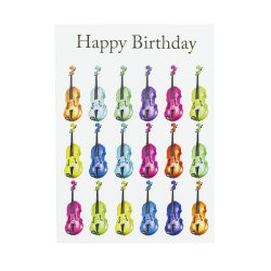Little Snoring: 7&rdquo; x 5" Happy Birthday Card - Jazzy Violin Design