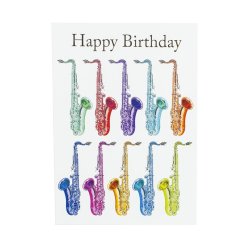Little Snoring: 7&rdquo; x 5" Happy Birthday Card - Jazzy Saxophone Design