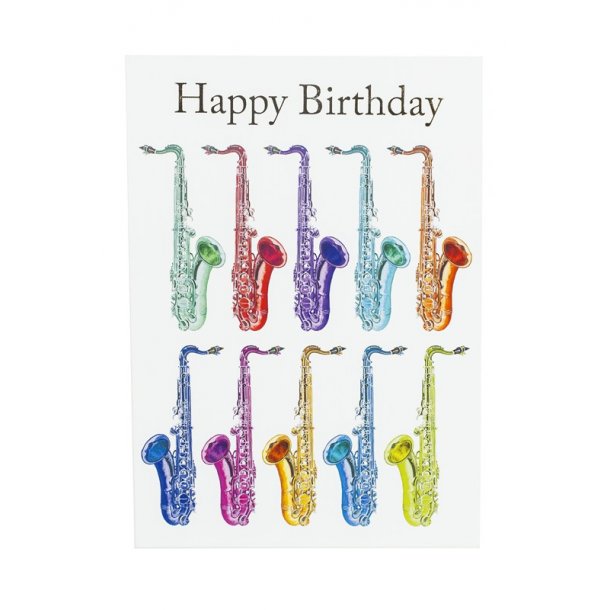 Little Snoring: 7&rdquo; x 5" Happy Birthday Card - Jazzy Saxophone Design