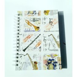 Little Snoring Gifts: A6 Hardback Spiral Bound Notebook - Musical Instruments