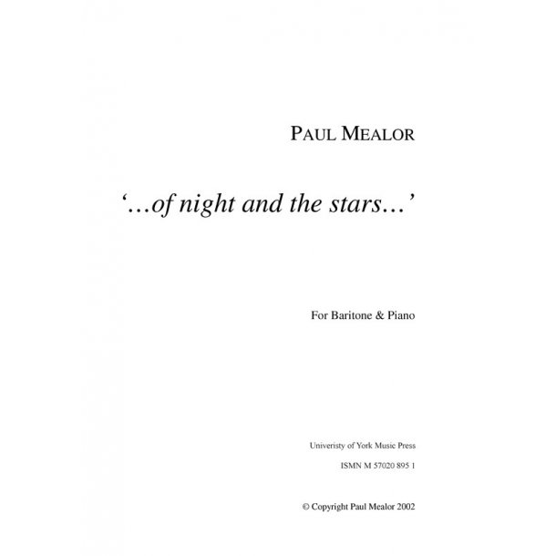Paul Mealor: ...of night and the stars... (Score/Part)
