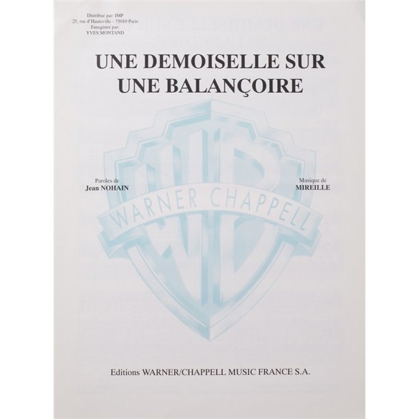 Yves Montand: Une Demoiselle Sur Une Balancoire