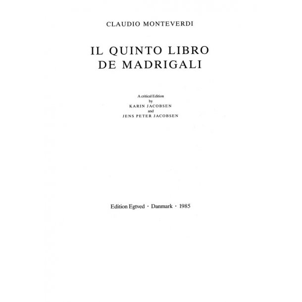 IL QUINTO LIBRO DE MADRIGALI