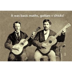 Mildew Design: Basic Maths, Guitars = Chicks - Greeting Card