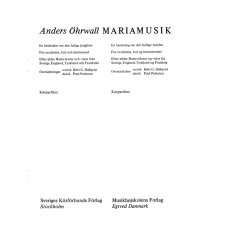 ANDERS HRWALL MARIAMUSIK CHORUS SCORE
