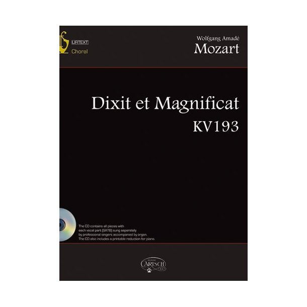 MOZART WOLFGANG AMADEUS DIXIT ET MAGNIFICAT KV193 BK/CD