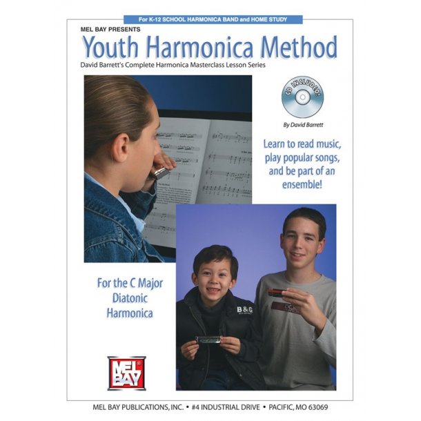 BARRETT DAVID YOUTH HARMONICA METHOD HARMONICA BOOK/CD