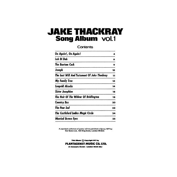Jake Thackray: Song Album Volume 1