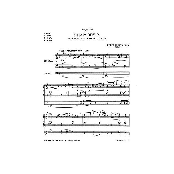 Herbert Howells: Rhapsody IV And Prelude De Profundis for Organ