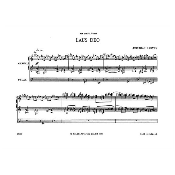 Jonathan Harvey: Laus Deo for Organ