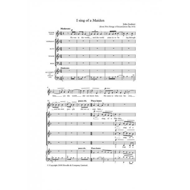 John Joubert: I Sing Of A Maiden (Five Songs Of Incarnation) - Tenor/SATB