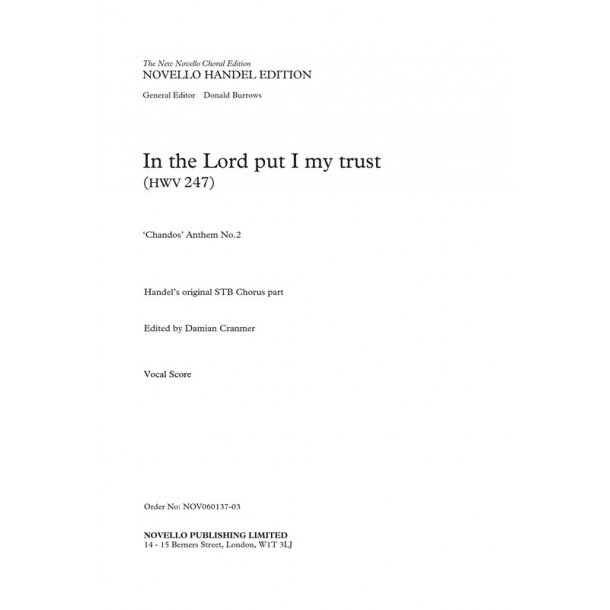 G.F. Handel: In The Lord Put I My Trust HWV 247 - STB Chorus Score